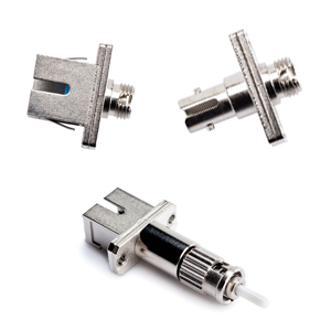 Various types of hybrid fiber optic adapters