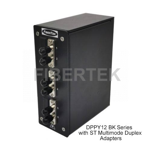 Din Rail Fiber Patch Panel Side View with ST Duplex Adapters DPPY12 BK Series