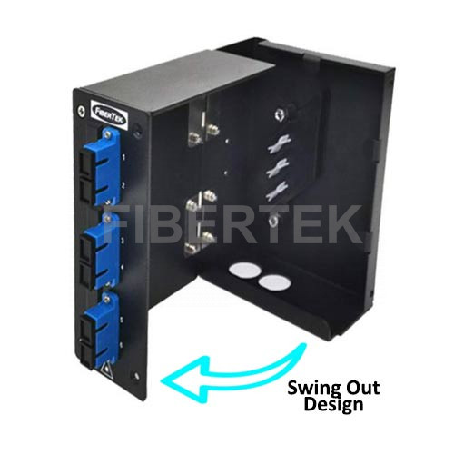Swing out view of Din Rail Fiber Patch Panel DPPY12 BK Series